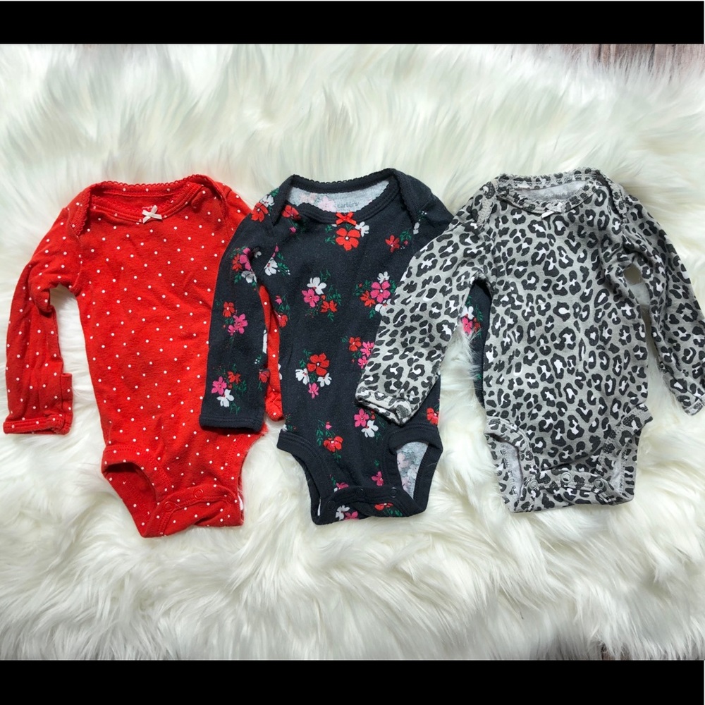 Set of 3 newborn girl onesies